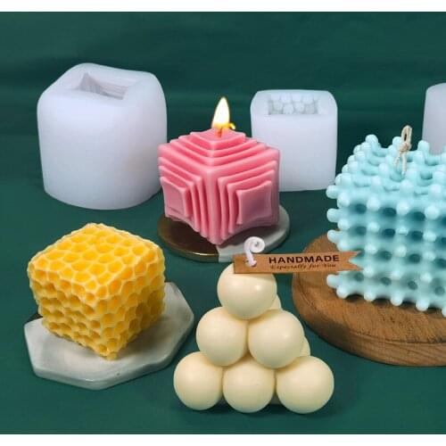 New 3D Bubble Cube Soy Wax Candle Mold DIY Silicone Plaster Decoration Candles Mould Soap Mold Candle Crafts