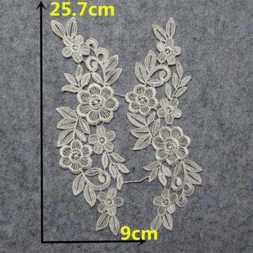 New white cotton embroidery flower lace collar Fabric Sewing Applique DIY guipure dubai ribbon trim neckline wedding decor