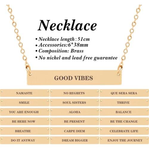 New Arrival Charm Clavicle Necklace Fashion Carved Letters Personality Horizontal Bar Necklace Creative Jewelry Women Gift