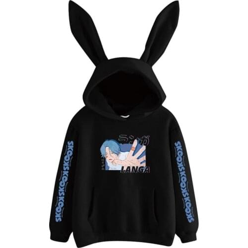 Janpanese Anime sk8 the infinity Rabbit Hoodie Women Girls Kpop Sweatshirts Kawaii streetwear graphic Japan reki black