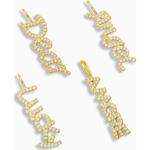 OCESRIO DIY Gold Filled LUCKY Pendant Decoration For White Stone Dear Pendant CZ Nacklace Jewelry Making Supplies pdta018