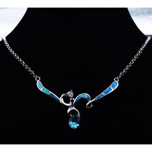 Charming Choker Blue Fire Opal Collar Necklace for Lady