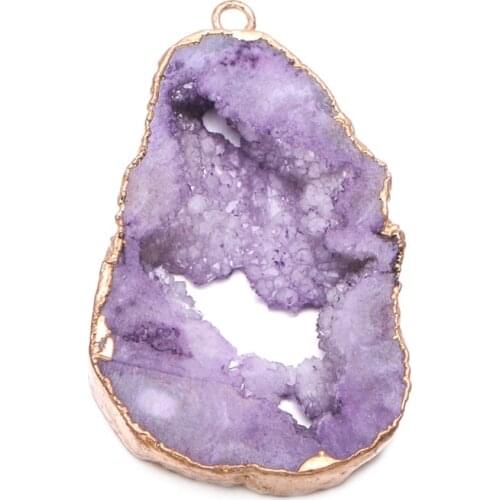 Irregural Shape Druzys Agates Pendants Golden Plated for Women Jewelry Necklace Accessories Making Size 25x30-35x45mm