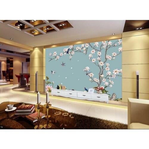 Custom 3d wallpaper Hand painted flowers and birds Mural background wall 3d stereoscopic wallpaper living 3d wallpaper