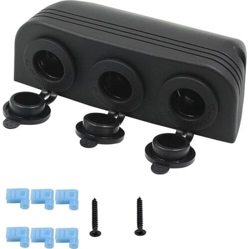 DIY 3 In 1 Waterproof Tent Type 3 Ports Sockets Cigarette Lighter Splitter Power Outlet Adapter for Car Rv Truck Marine Boat