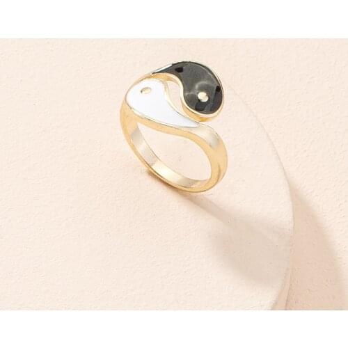 Adjustable Ring for Women Small Yin Yang Rings Leisure Afternoon Tea Accessories Metal Tai Chi Open Rings Jewelry Gifts