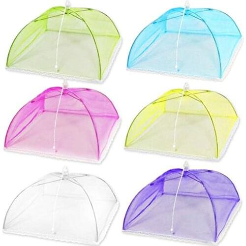 6 Pcs Pop-Up Mesh Screen Food Cover Tent Reusable Collapsible Anti Fly Mosquitoes Umbrella Food Cover Net Protector f