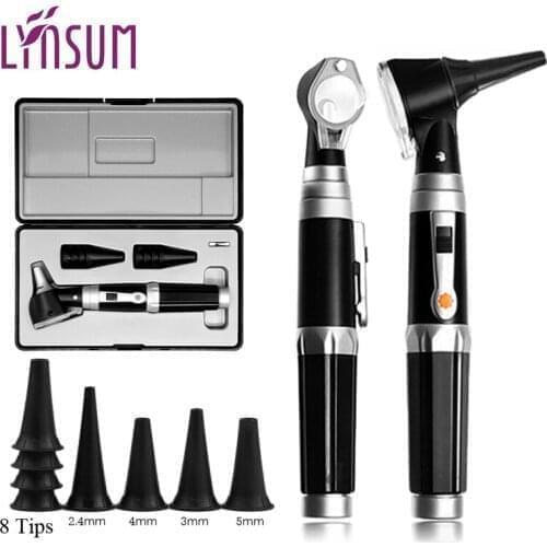 LED Medical Otoscopio Diagnostic Bulb Otoscope Ear Care Home Professional Physician Diagnostic Ear Endoscope Cleaner with 8 Tips