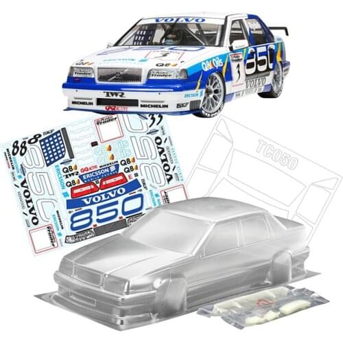 Team C VOLVO 850 BTCC Clear Body Shell With Colorful Sticker For 1/10 Scale Rc Drift Car Remote Control On Road Toy Electric Car