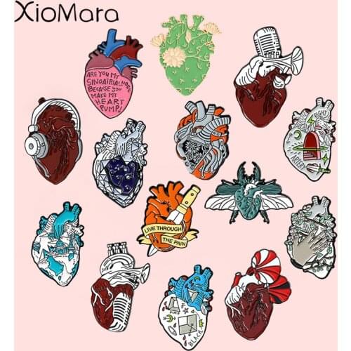 Assassinate Heart Gothic Enamel Pins Custom Rainbow Punk Organ Anatomical Human For Women Collection Brooch Lapel Jewelry Gifts