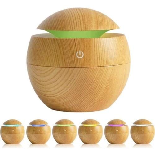 USB Electric Air Humidifier, Mini Humidifier, Wood Grain Humidifier Bedroom Essential Diffuser Purifier Mist for Car Office Home