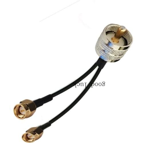 2pcs UHF PL259 Male to 2 SMA Male Plug Connector RF Pigtail Extension RG174 Cable 10/15/20/30/50cm /1m