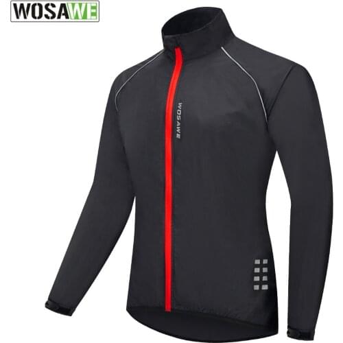 WOSAWE Cycling Jacket Reflective Breathable Running Mountain Bike Jacket Coat Outdoor Sports Coat Bicycle MTB Jersey Clothes