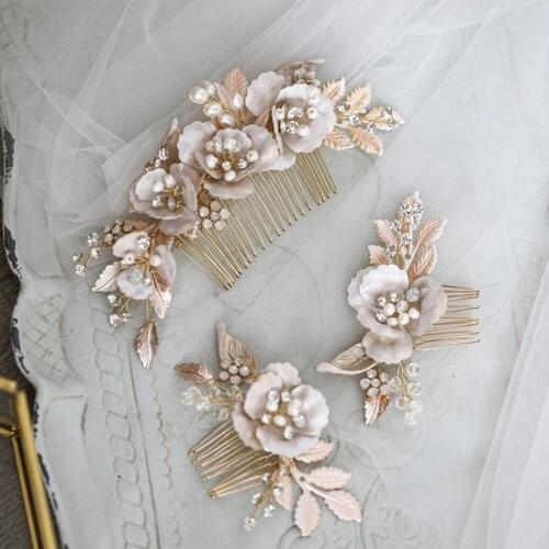Floralbride Vintage Baroque Alloy Flower Freshwater Pearls Bridal Hair Comb Wedding Hair Accessories Bridesmaids Women Jewelry
