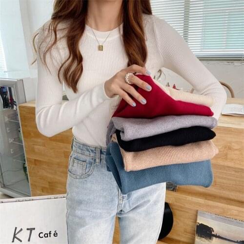 ZJZLL Hot Sale Autumn Winter Round Neck Simple Comfortable Warm Knitted All-match Fashion Base Shirt Pullover Sweater Top Women