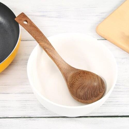 1Pc Natural Wood Tableware Spoon Ladle Turner Long Colander Spatula Soup Skimmer Cooking Spoons Scoop Kitchen Tool Set