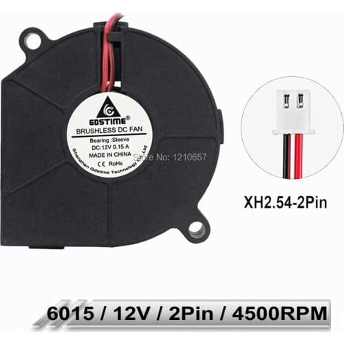 10PCS Gdstime DC 12V 2Pin Blower 60mm 60x15mm 6015 Brushless DC Turbo Cooling Fan