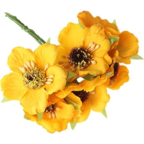 12 Bundle(72pcs) Artificial Camellia Flower Handmake Artificial Flower Bouquet Wedding Decoration DIY Wreath Gift Box Scrapbook