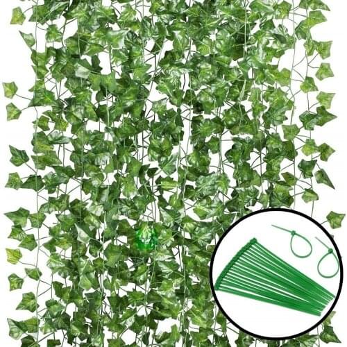 120Pcs 84Ft Artificial Plants Fake Ivy Leaves Greenery Vines for Wedding Party Kitchen Garden Wall Decoration Hanging Plant