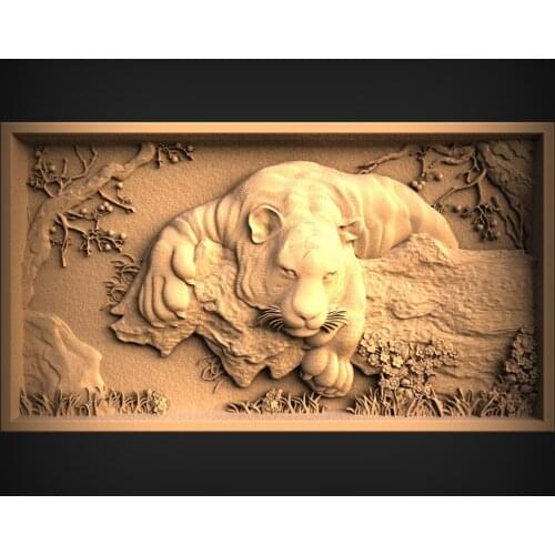 3D STL Model Tiger for CNC Router 3D Printer Artcam Aspire - Animal Decor Bas Relief