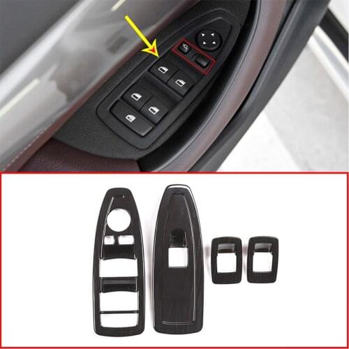 4pcs Black Wood Grain For BMW X1 F48 2015 2016 20i 25i 25le 2016-2019 Window Lift Swtich Button Frame Trim For X2 F47 2018 2019