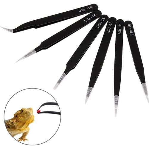 6pcs/set Reptiles Amphibians Feeding Tweezers Pet Products Live Food Feeding Clamp Reptile Stainless Steel Tweezer Clips Tongs