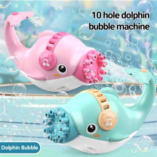 1pc Summer Children Cartoon Dolphin Automatic Bubble Machine 10-hole Bubble Machine Gun Outdoor Bubble Blowing Toy For Gift