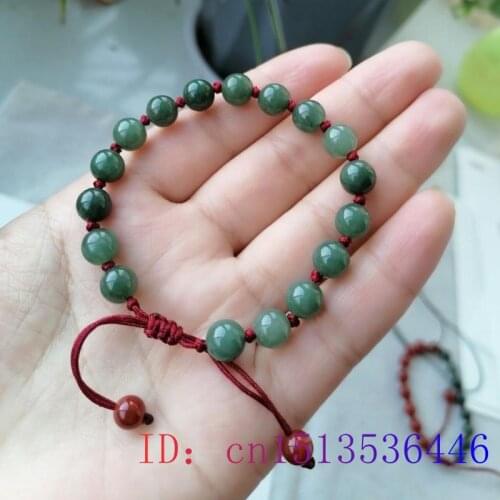 Green Jade Beads Bracelet Natural Chinese Jadeite Fashion Charm Amulet Hand knotting Customized Gemstone Gifts Jewelry Bangle