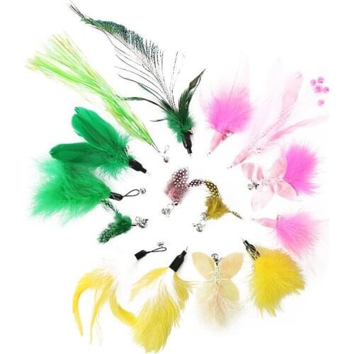 Dorakitten 5Pcs/Set Cat Stick Replacement Assorted Cat Feather Refill Cat Wand Refill Cat Interactive Toy Pet Supplies