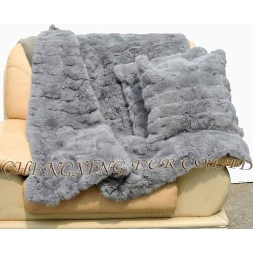 CX-D-30 130X150cm Custom Made Natural Colour Patchwork Rabbit Fur Blanket ~Drop Shipping