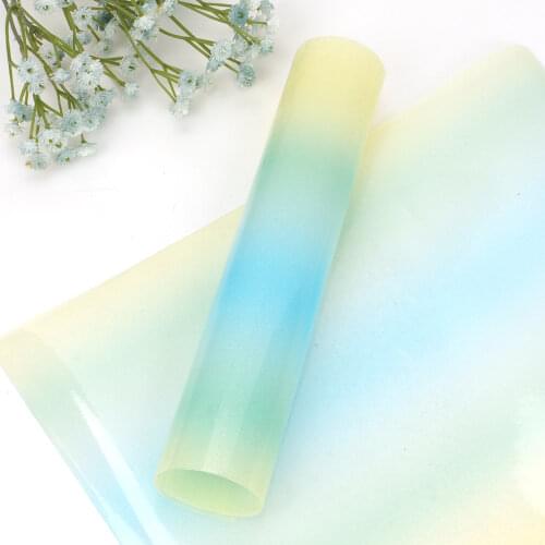 Gradient Color PVC Faux Leather Fake Eco Leather Sheets Jelly Fabric For Sewing DIY Hair Accessories Craft Materials 22*30cm/A4