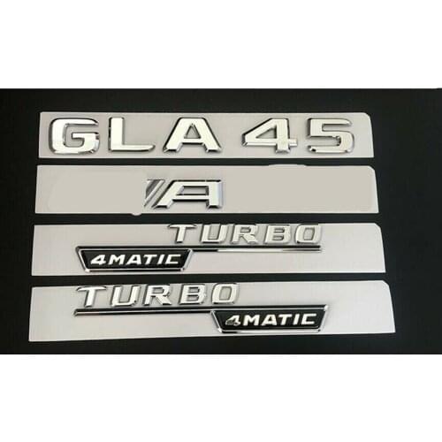 Chrome Trunk Fender Emblems Badges for Mercedes Benz X156 GLA45 FOR AMG TURBO 4MATIC