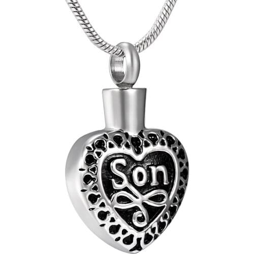 IJD8373 Son Ash Holder Necklace Heart Cremation Pendant Keepsake Jewelry for Ashes Beloved One Memorial Jewelry+Funnel Included