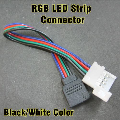 20pcs/lot 10mm 4 Pin LED Strip RGB Connector, Solderless PCB board with female connector For 5050 LED Strip, White/Black Color