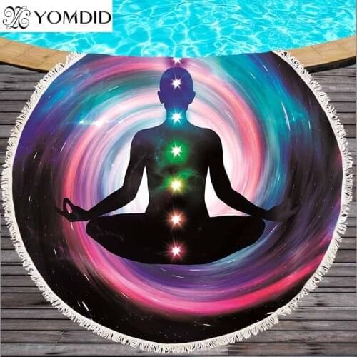 Round Beach Towel Summer Microfiber Towels 150cm Wall Decor Tapestry Swimming Buddha Printed Bath Picnic Mat Blanket Towels