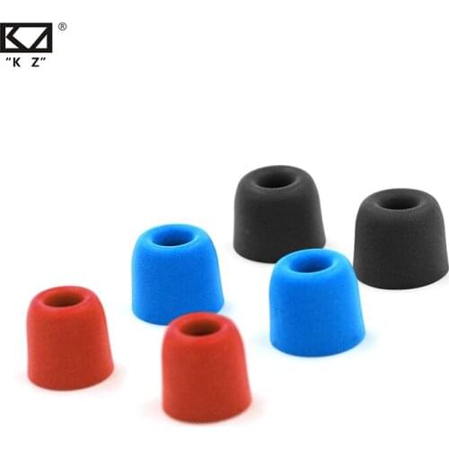 KZ Original 3Pair(6pcs) Noise Isolating Comfortble Memory Foam Ear Tips Ear Pads Earbuds For In Earphone Headphones Red Blue