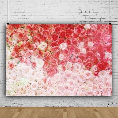 Laeacco Wedding Rose Flowers Photo Wall Romantic Love Stage Party Pattern Photo Background Photographic Backdrop Photo Studio