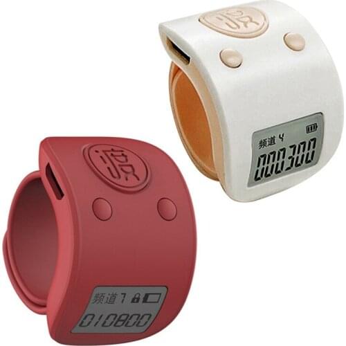 Hot TTKK 2X Mini Digital LCD Electronic Finger Ring Hand Tally Counter 6 Digit Rechargeable Counters Clicker-Red & White