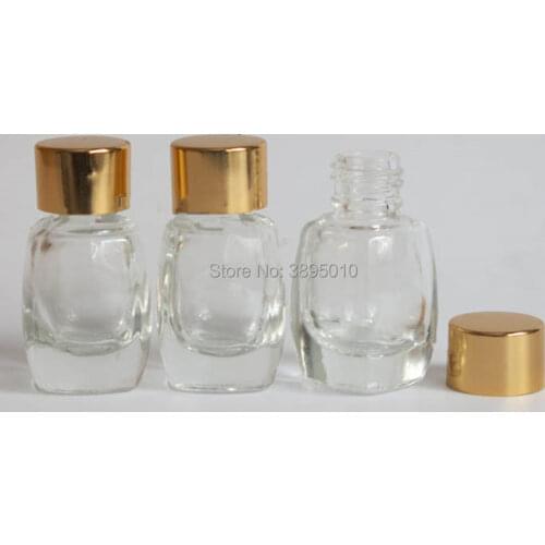 5ml Mini clear Glass Essential Oil Bottle with gold cap Small Glass Vials F1044