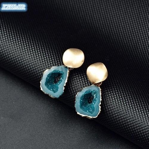 Kshmir Fashion Resin Acrylic Vintage Dangle Earrings For Women Exquisite Statement Geometric Gold Earrings Wedding Jewelry