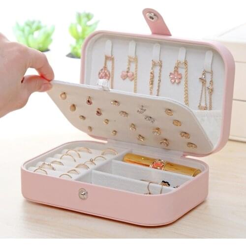 Portable Travel Mini Jewelry Box Travel Comestic Jewelry Casket Organizer Makeup Lipstick Storage Box Beauty Container Necklace