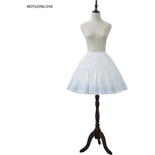 Factory Direct Sale Cheap White Short Womens Petticoats For A Line Dress Lace Edge Lolita Rockabilly Underskirt Jupon Femme