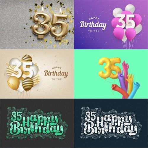 Photo Studio Props Vinyl Photography Backdrop Thirty Five Year Old Birthday Balloon Ribbons 35St Birthday Party Decoration
