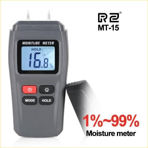 RZ Two Pins Digital Wood Moisture Meter 0-99.9% Wood Humidity Tester Timber Damp Detector with Large LCD Display RZ MT15