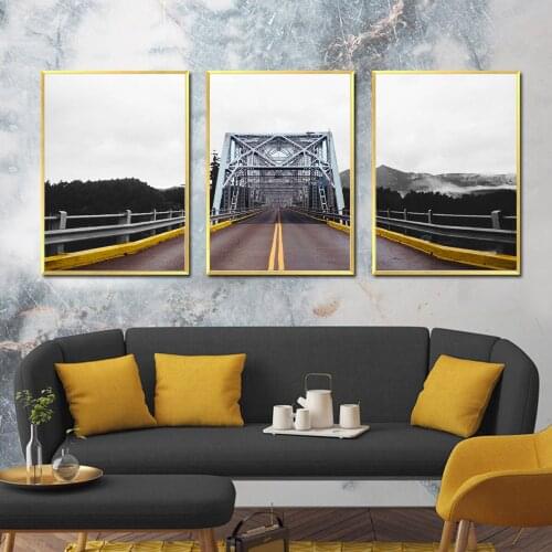 Highway Road Landscape Bridge Nordic Hanging Wall Poster Canvas Print Painting Art Living Room Home Decoration