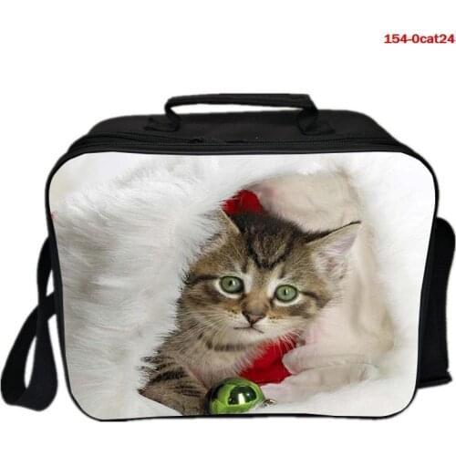 Cute Cat Thermal Insulated Lunch Bags Canvas School Handbag Thermal Cooler Bag Picnic Bag Food Shoulder Lunch Box Children Girls