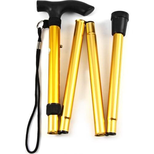 Folding alpenstock folding walking stick old mans walking stick folding aluminum alloy super light 4 section alpenstock