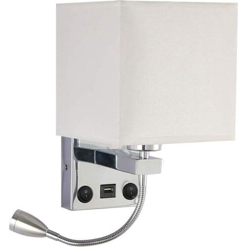 TOP Modern LED Wall Lamp Bedside Bedroom Applique Sconce with Switch USB Interior Headboard Home Hotel Wall Lights(Without Bulbs