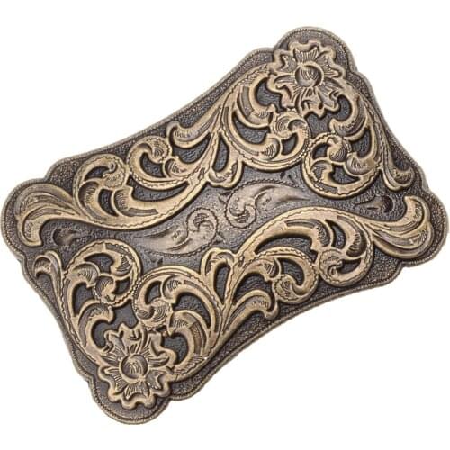 Vintage 3D Arabesque Floral Pattern Western Belt Buckle Native Indian