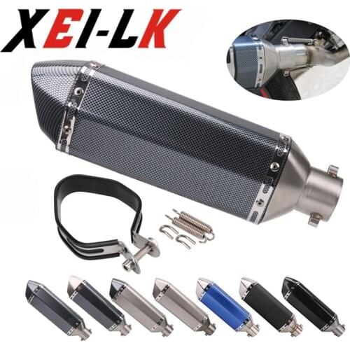 XEILK 51MM Universal Exhaust Pipe Motorcycle Carbon fibre Stainless Steel Muffler Escape Tail For Yamaha Suzuki